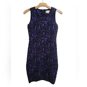 New Milly Knit Jaquard Sleeveless Bodycon Purple Dress Size Petite